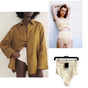 NEW ZARA KNIT POINTELLE HIGH WAIST PANTIES COLOUR OSTER WHITE SIZE MEDIUM